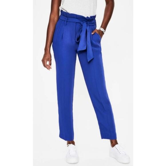 NEW Boden Dress Pants Women 2 Cobalt Blue Paper Bag Waist Versatile Comfort - Picture 1 of 12